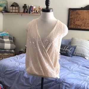 Small sequence top small cream color for night out